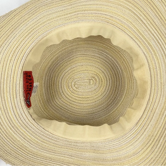 San Diego Hat Company Wide Brim Beige Blend Sun Hat Brown Scarf Tie OS - Picture 7 of 11